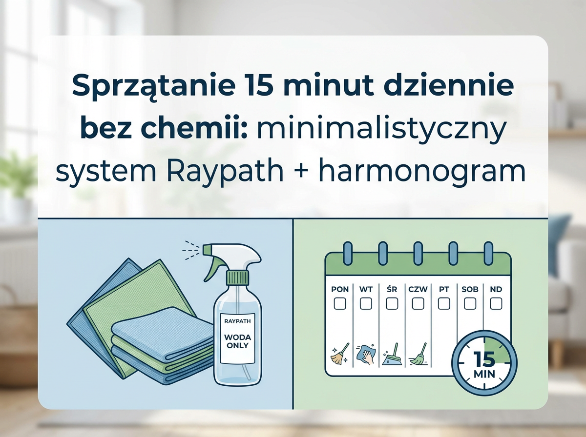 Sprzątanie 15 minut dziennie bez chemii: minimalistyczny system Raypath + harmonogram